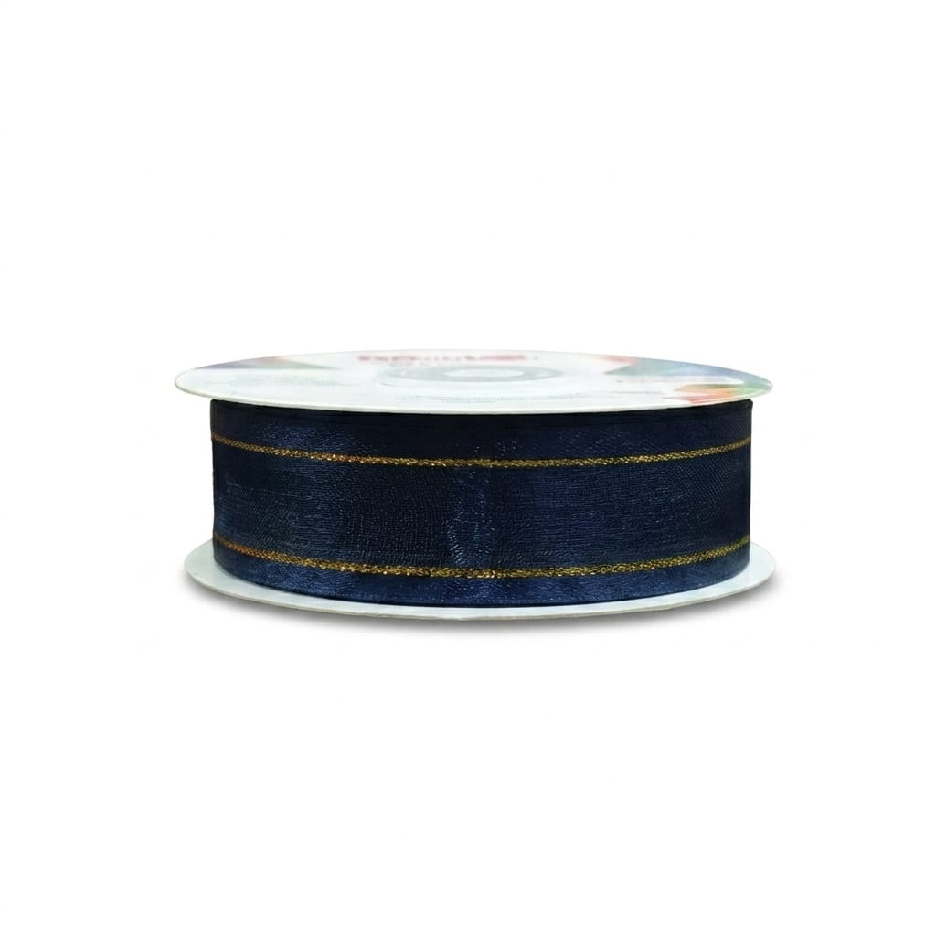 Organza Con Orilla Satinada Y Filo Dorado #5