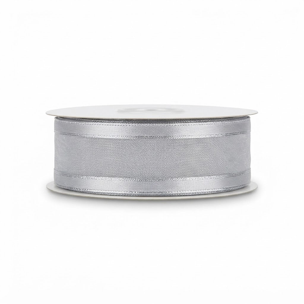 Organza Con Orilla Satinada Y Filo Plata #5