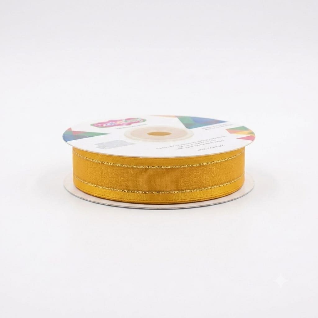 Organza Con Orilla Satinada Y Filo Dorado #3