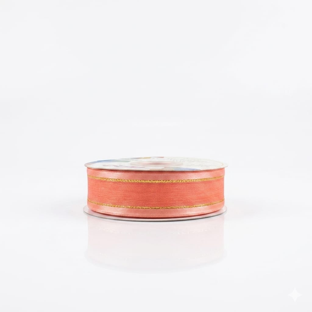 Organza Con Orilla Satinada Y Filo Dorado #5