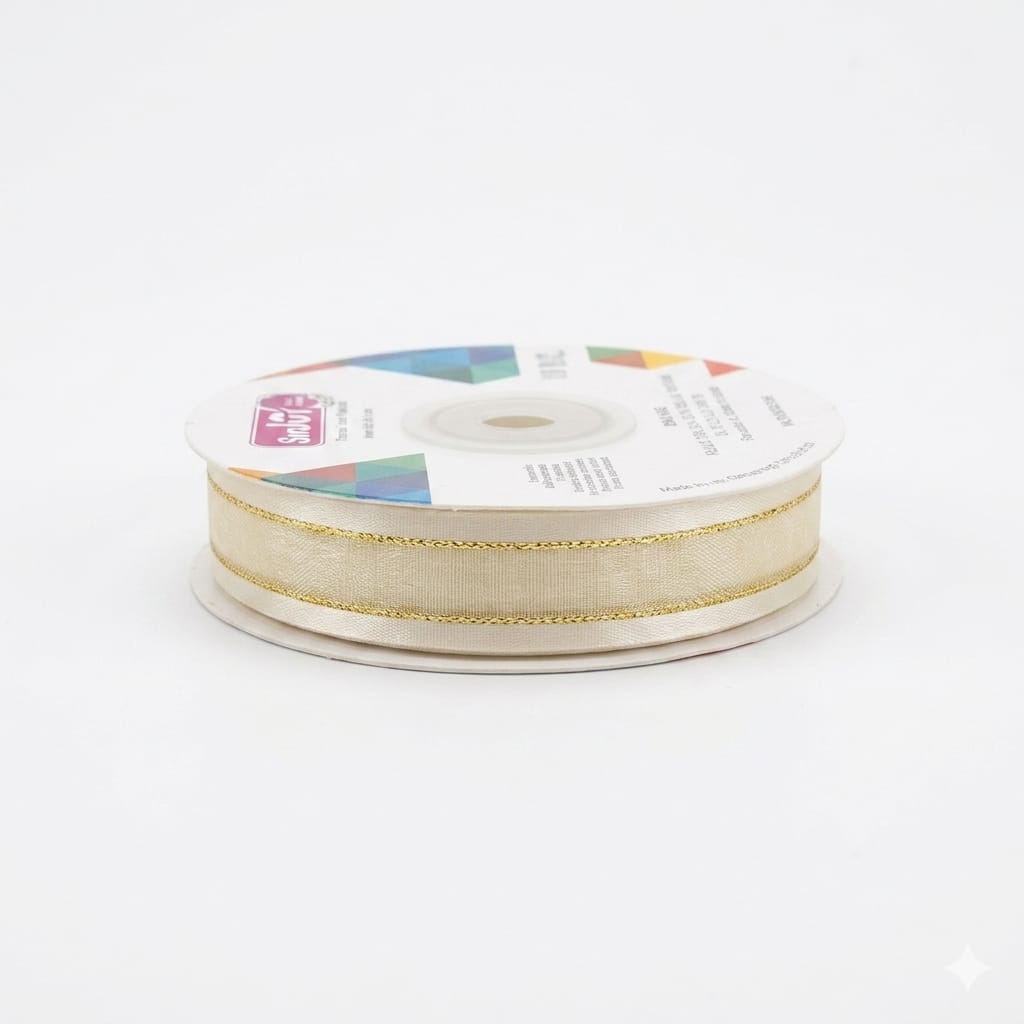 Organza Con Orilla Satinada Y Filo Dorado #3